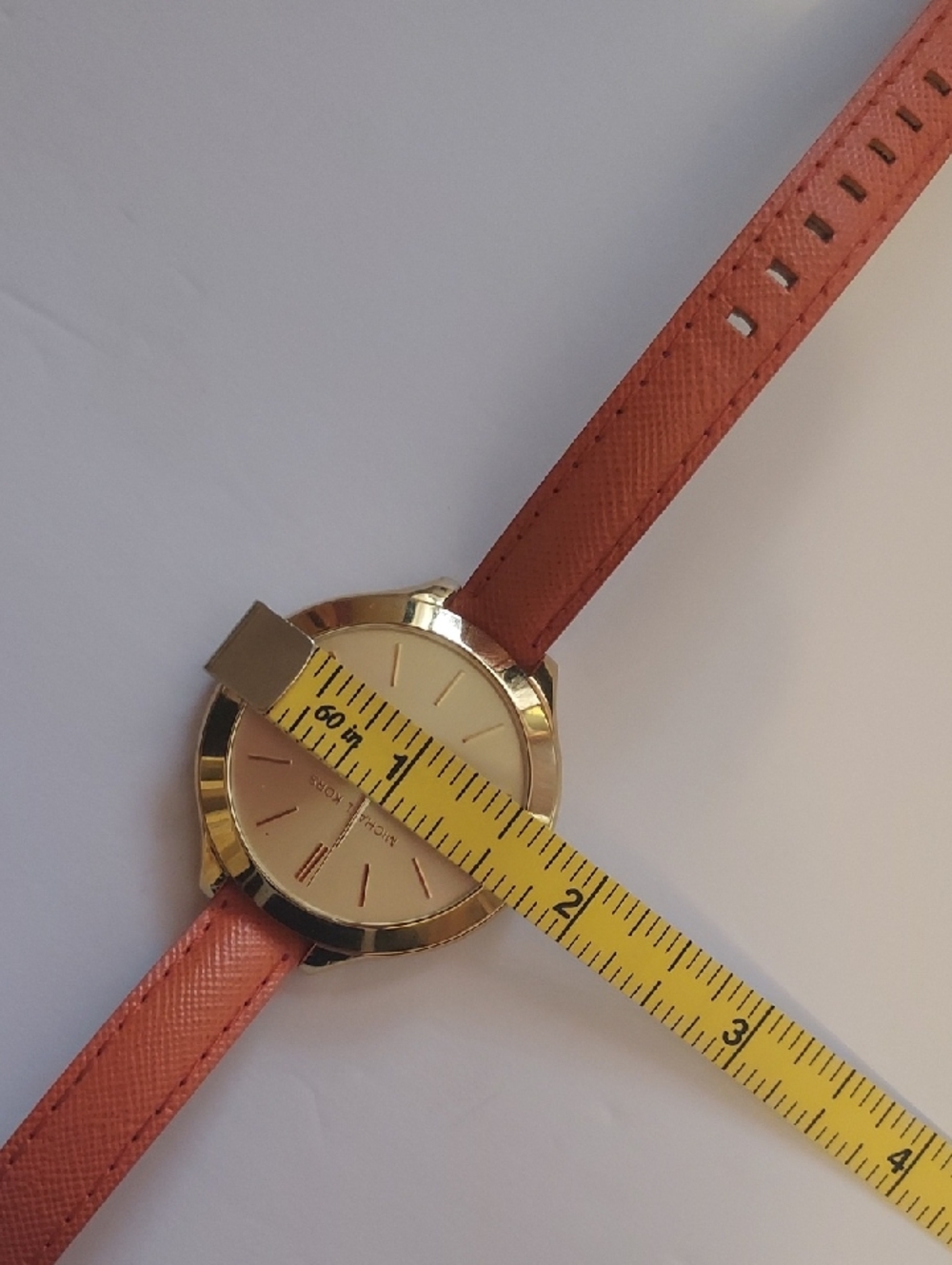 Michael Kors Watch Large Face Gold And Orange Leather Band - Picture 11 of 16